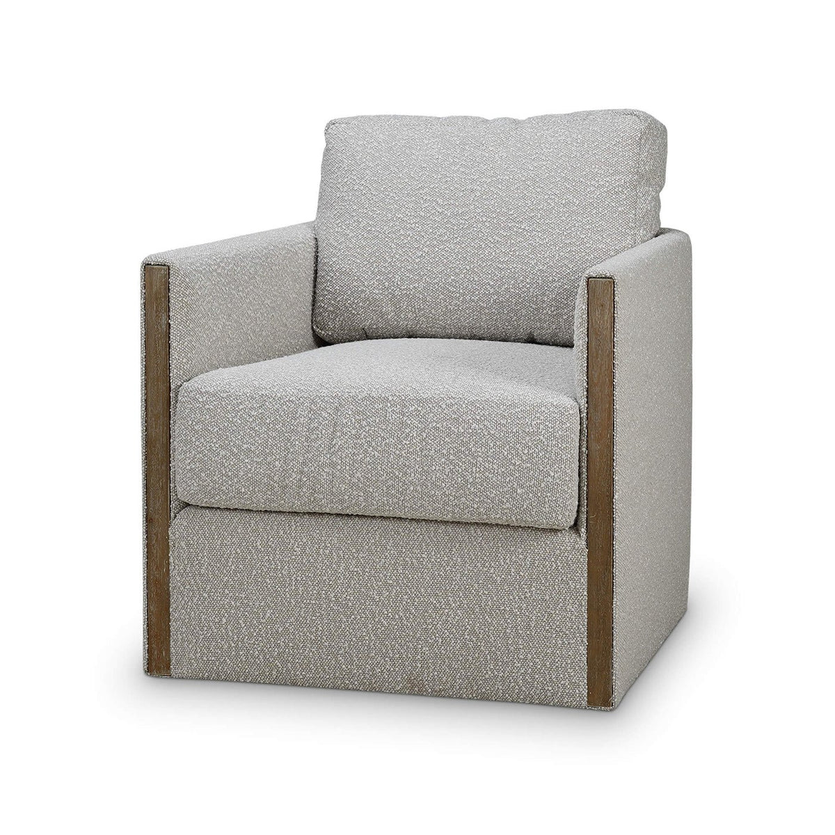 French Modern Boucle Swivel Armchair - English Georgian America