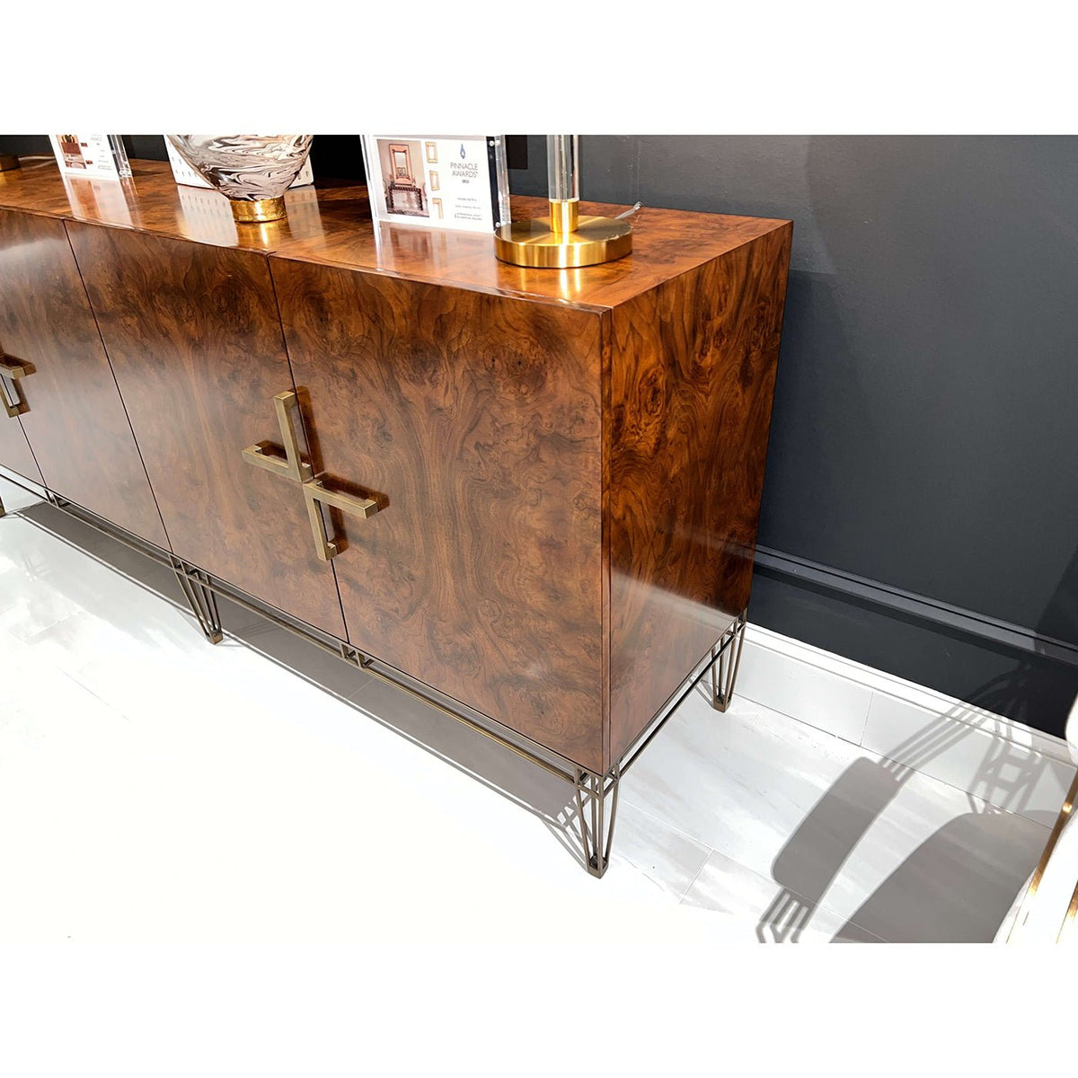 French Modern Burl Sideboard - English Georgian America