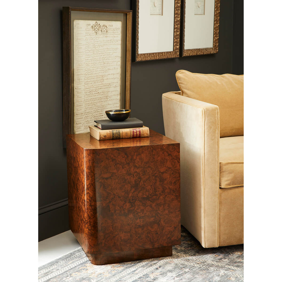 French Modern Burl Wood End Table - English Georgian America