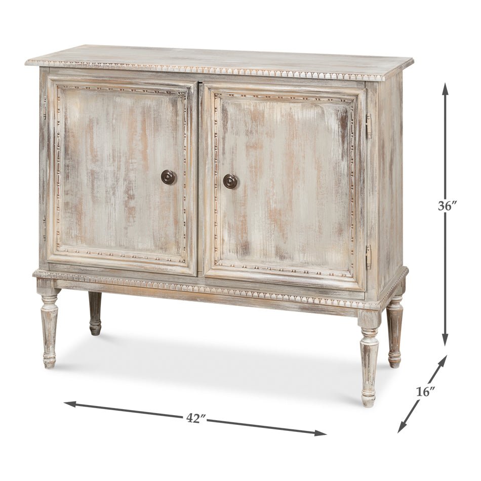 French Provincial Antiqued Side Cabinet - English Georgian America