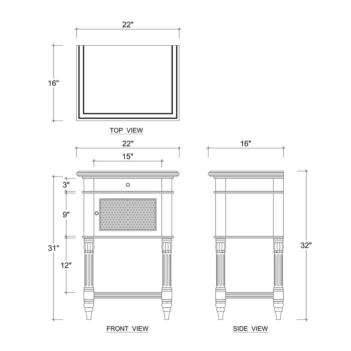 French Provincial Blue Painted End Table - English Georgian America