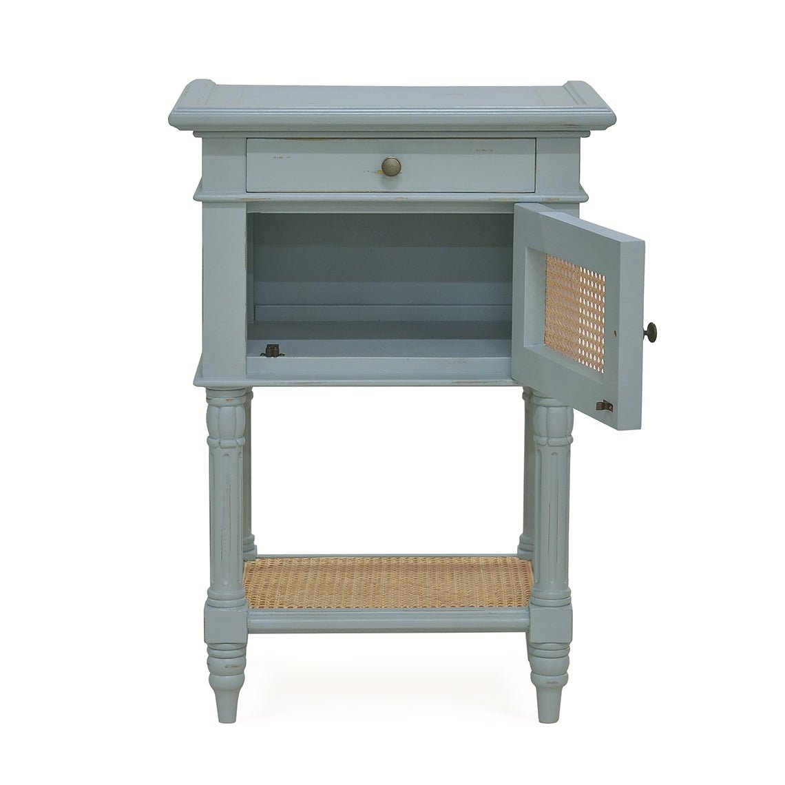 French Provincial Blue Painted End Table - English Georgian America