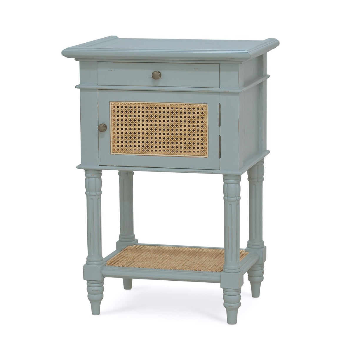 French Provincial Blue Painted End Table - English Georgian America