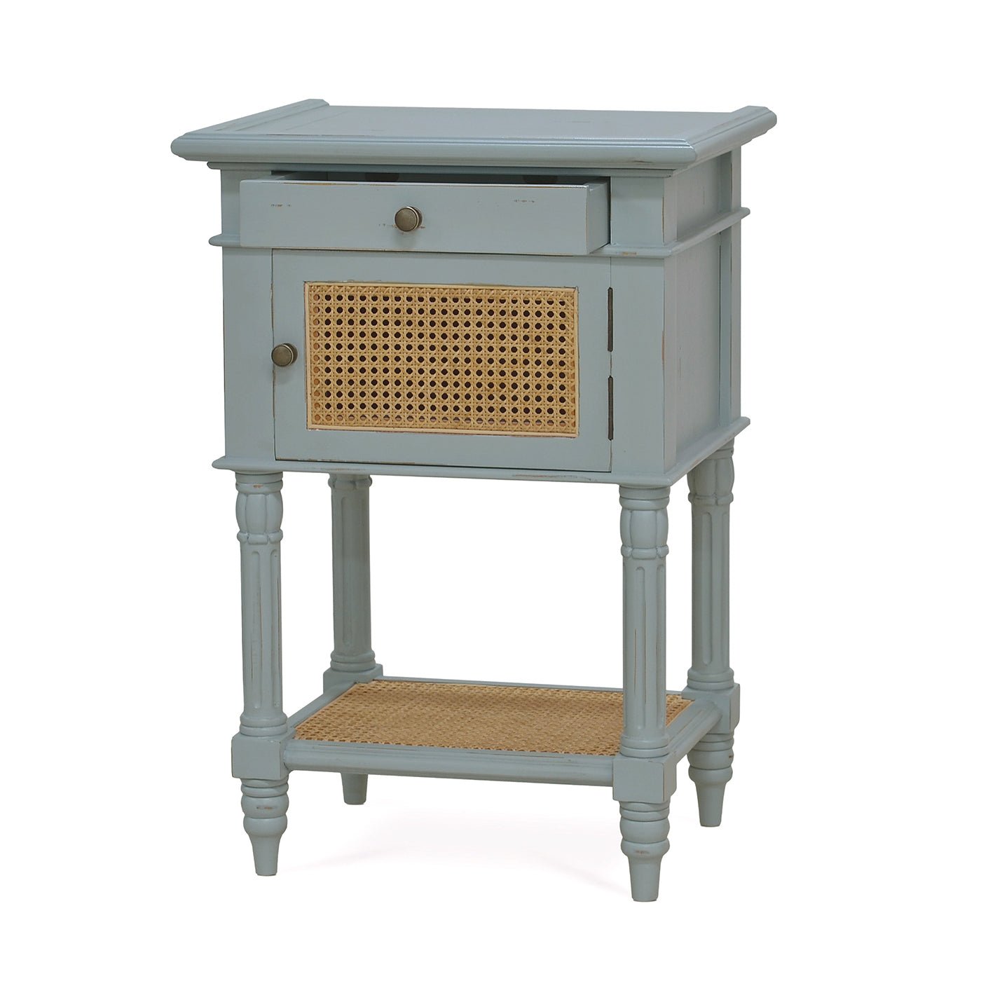 French Provincial Blue Painted End Table - English Georgian America