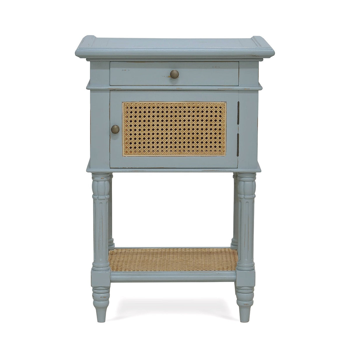 French Provincial Blue Painted End Table - English Georgian America
