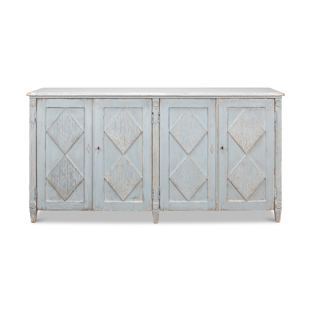 French Provincial Blue Painted Sideboard - English Georgian America