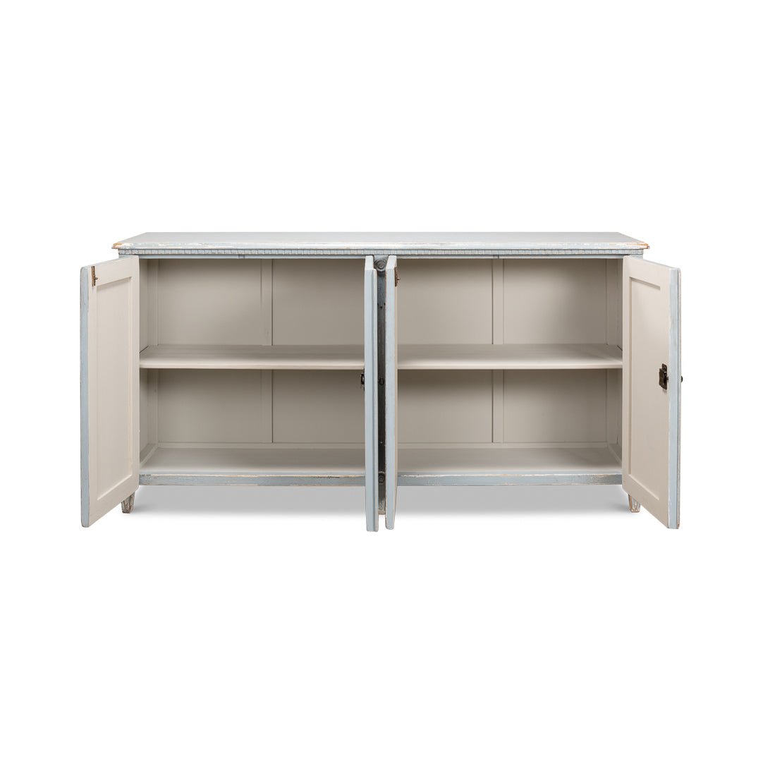 French Provincial Blue Painted Sideboard - English Georgian America