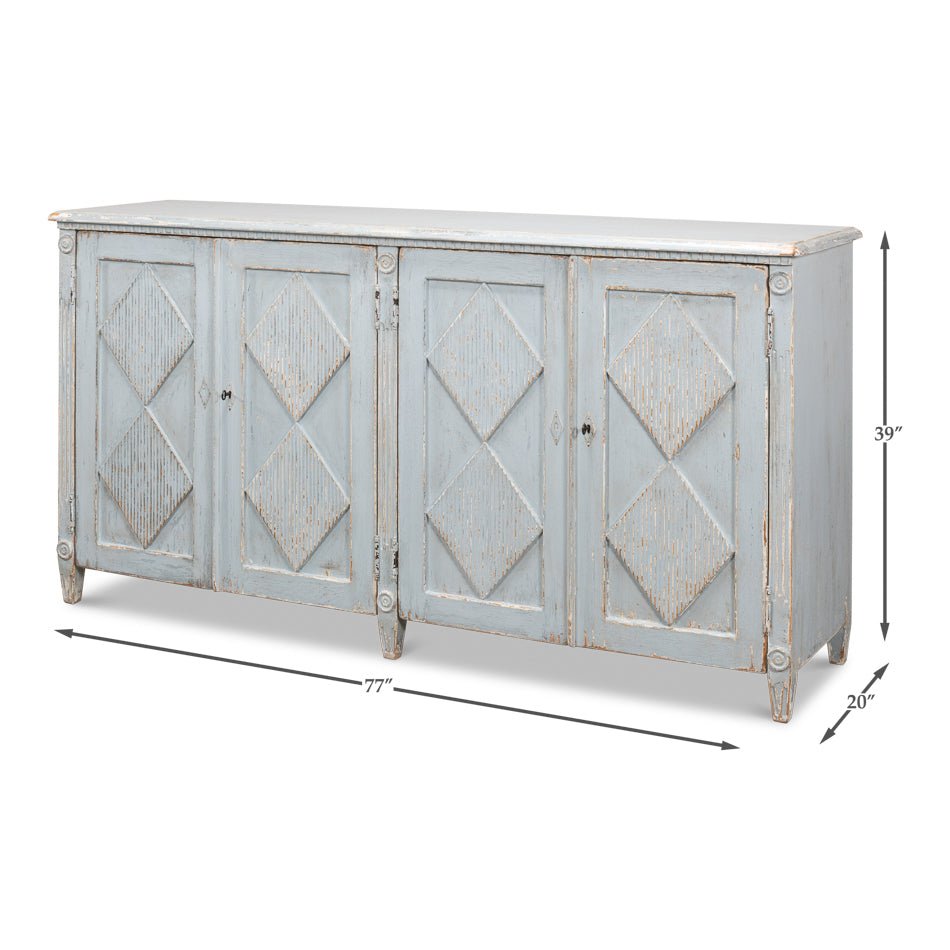 French Provincial Blue Painted Sideboard - English Georgian America