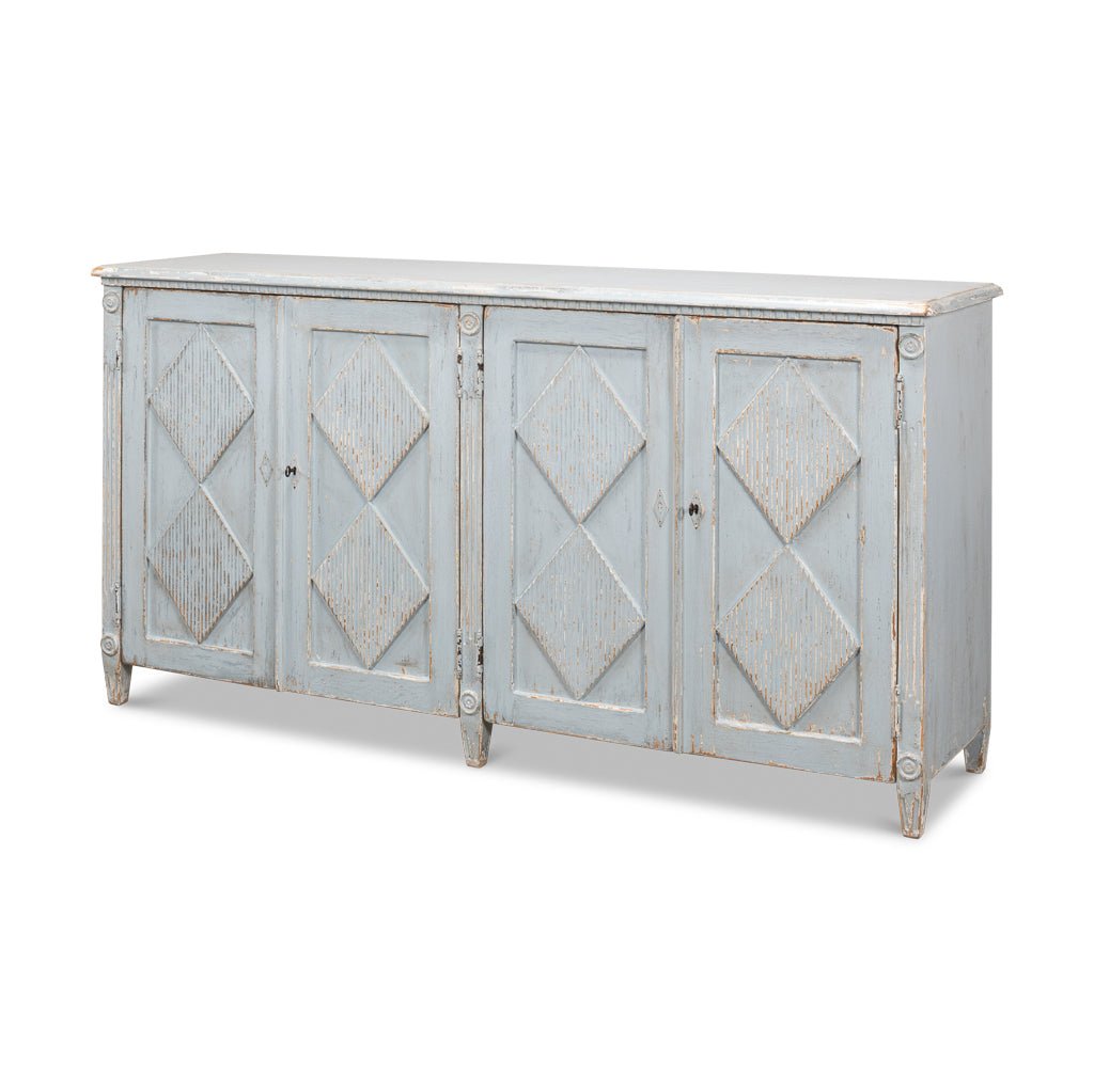 French Provincial Blue Painted Sideboard - English Georgian America