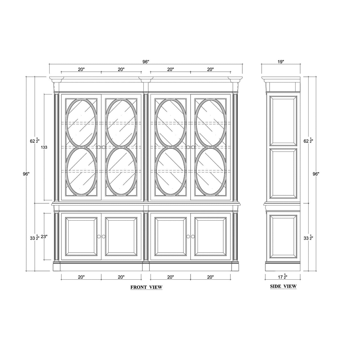 French Provincial Bookcase - Dark Walnut - English Georgian America