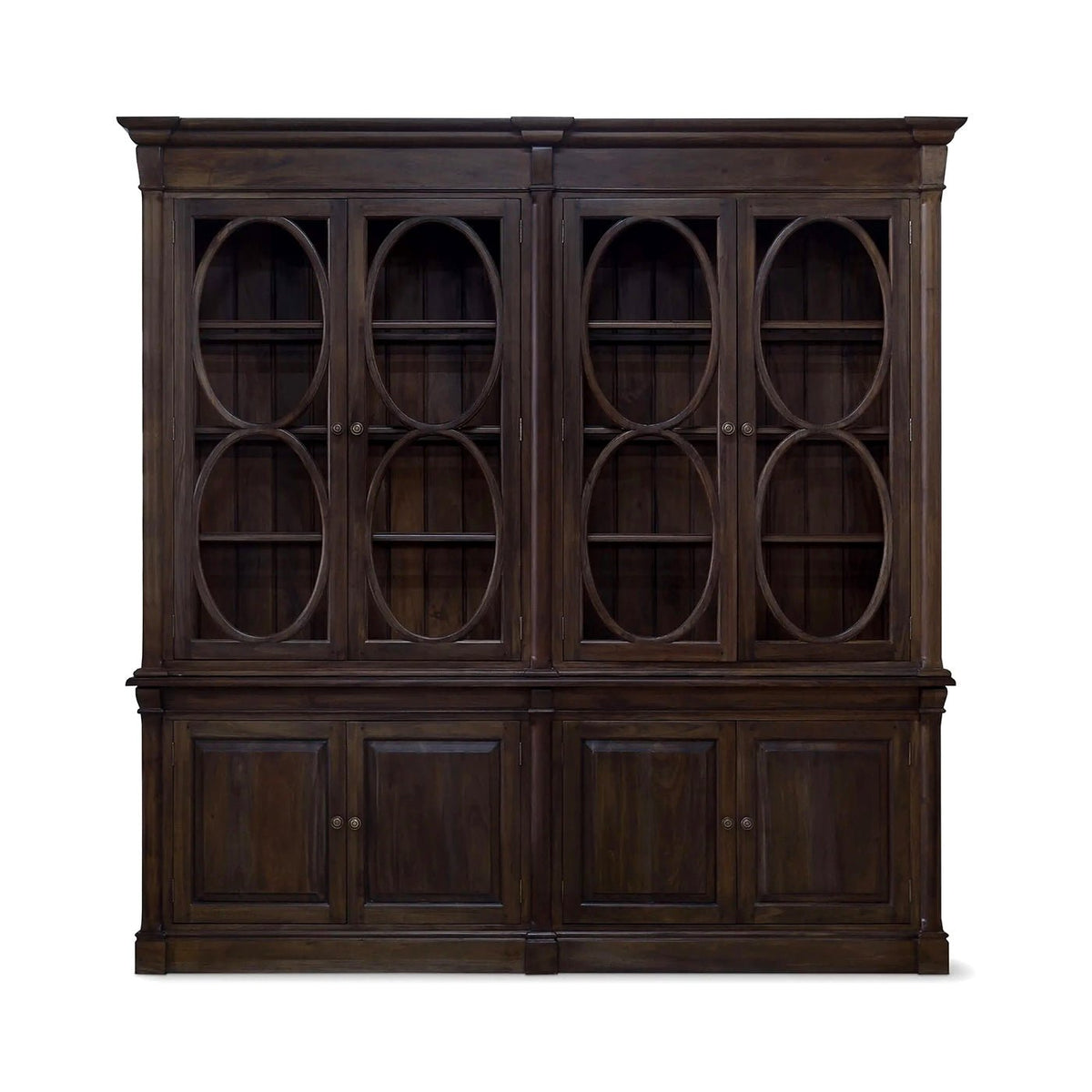 French Provincial Bookcase - Dark Walnut - English Georgian America