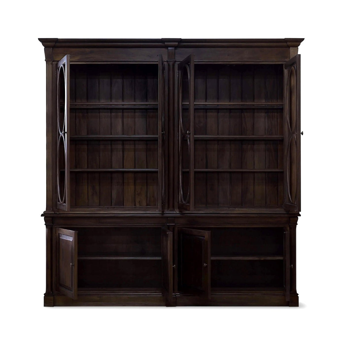French Provincial Bookcase - Dark Walnut - English Georgian America