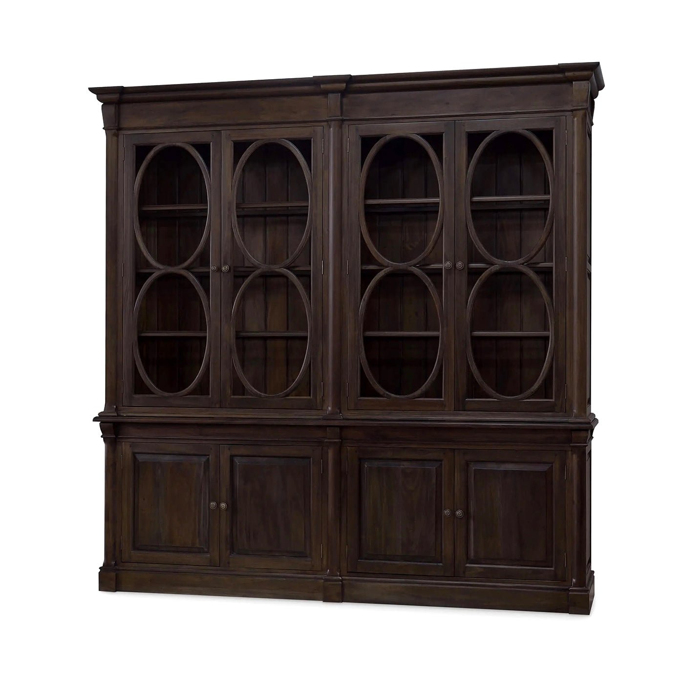French Provincial Bookcase - Dark Walnut - English Georgian America