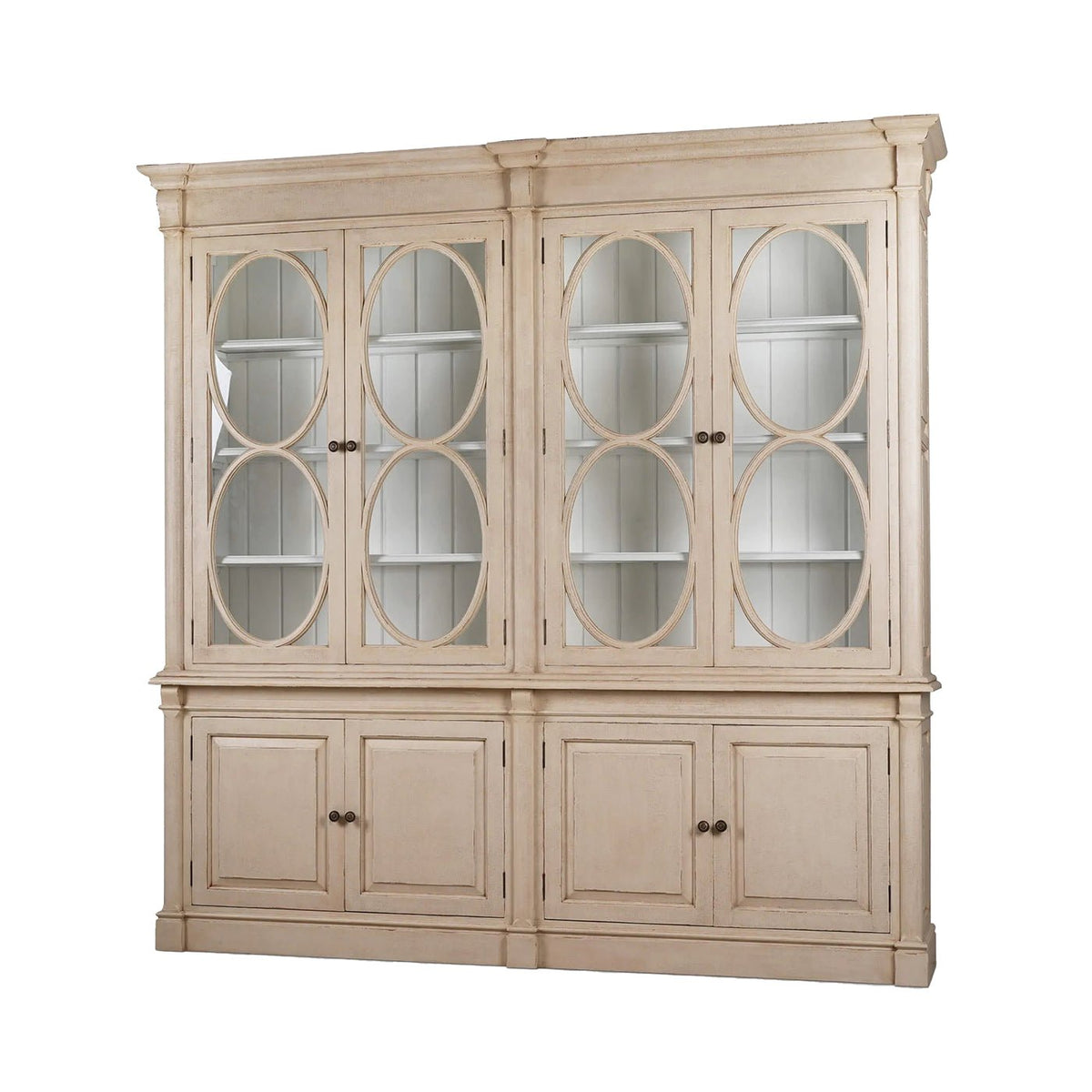 French Provincial Bookcase - Vintage Cream - English Georgian America