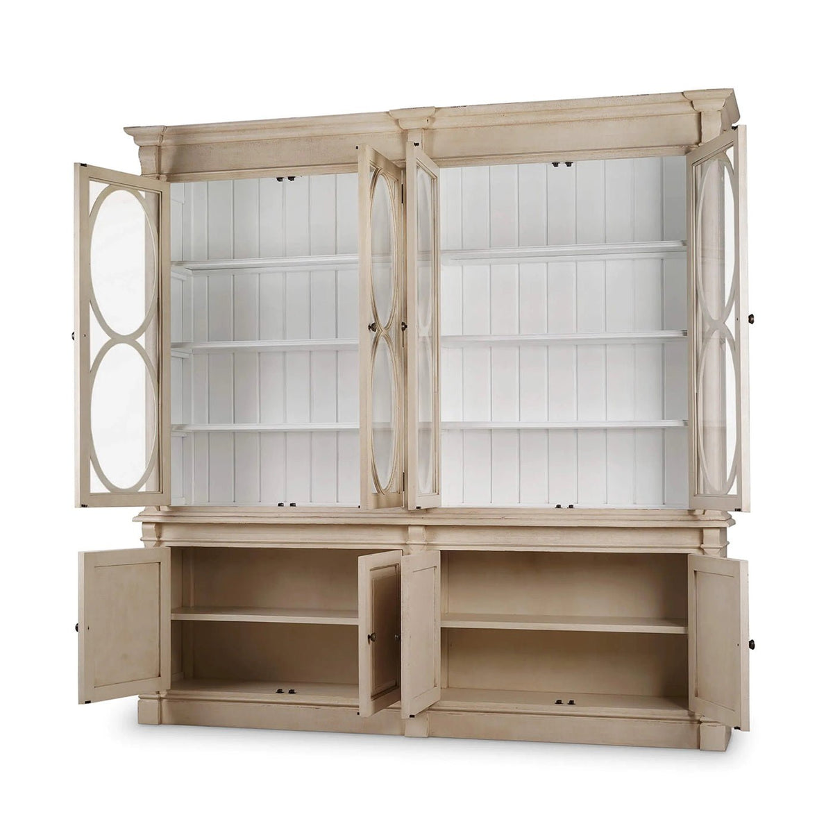 French Provincial Bookcase - Vintage Cream - English Georgian America