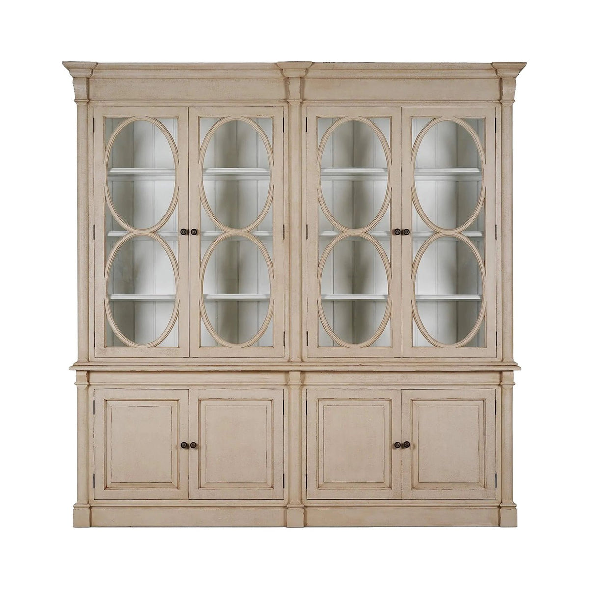 French Provincial Bookcase - Vintage Cream - English Georgian America