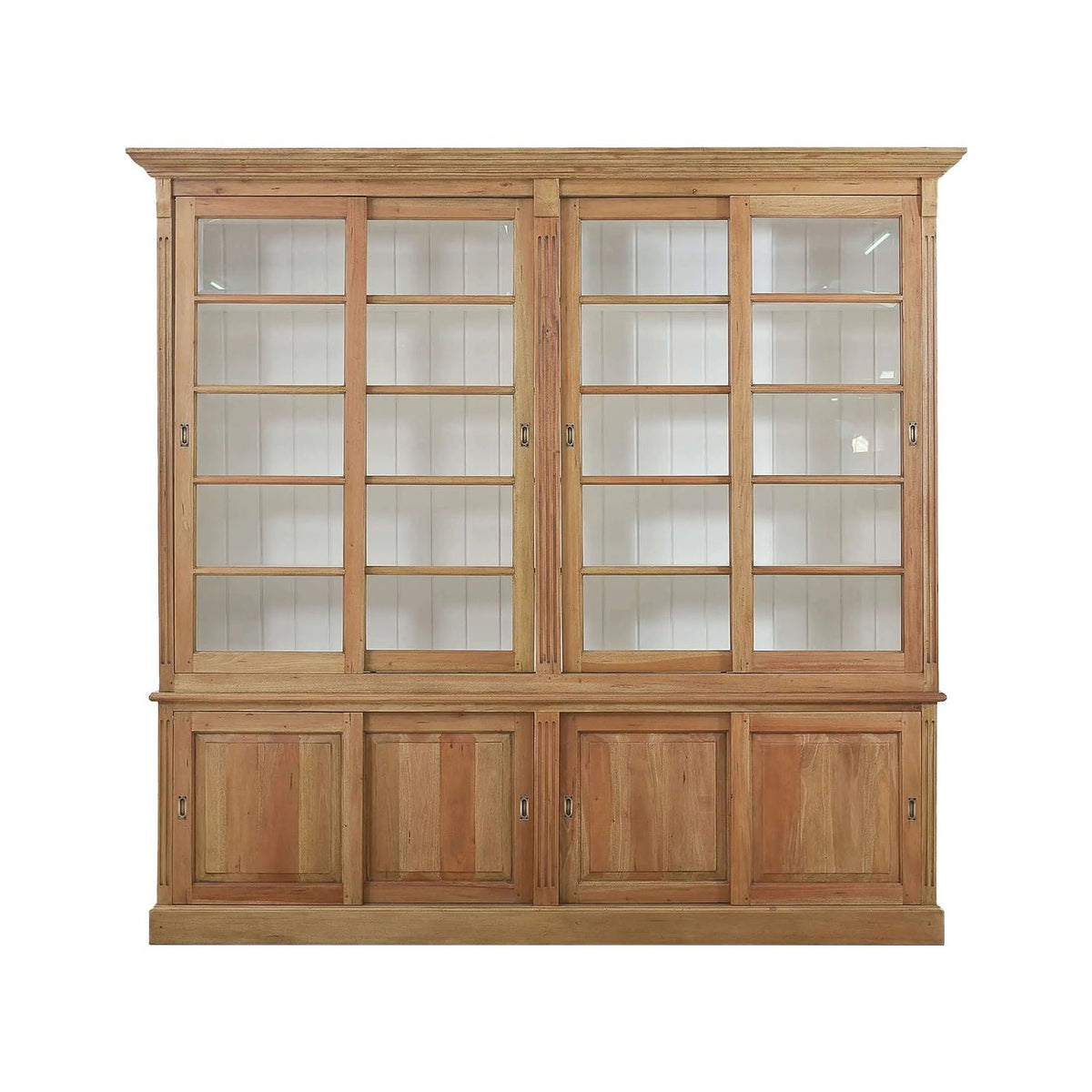 French Provincial Bookcase with Sliding Doors - English Georgian America