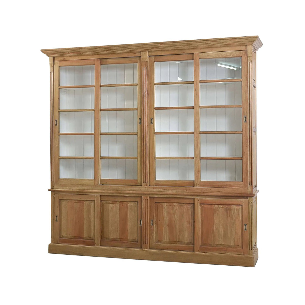 French Provincial Bookcase with Sliding Doors - English Georgian America