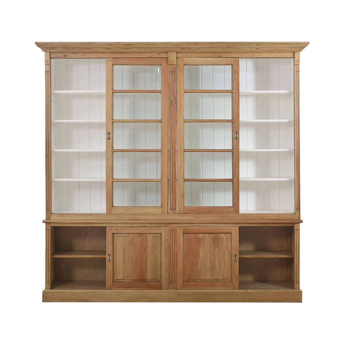 French Provincial Bookcase with Sliding Doors - English Georgian America