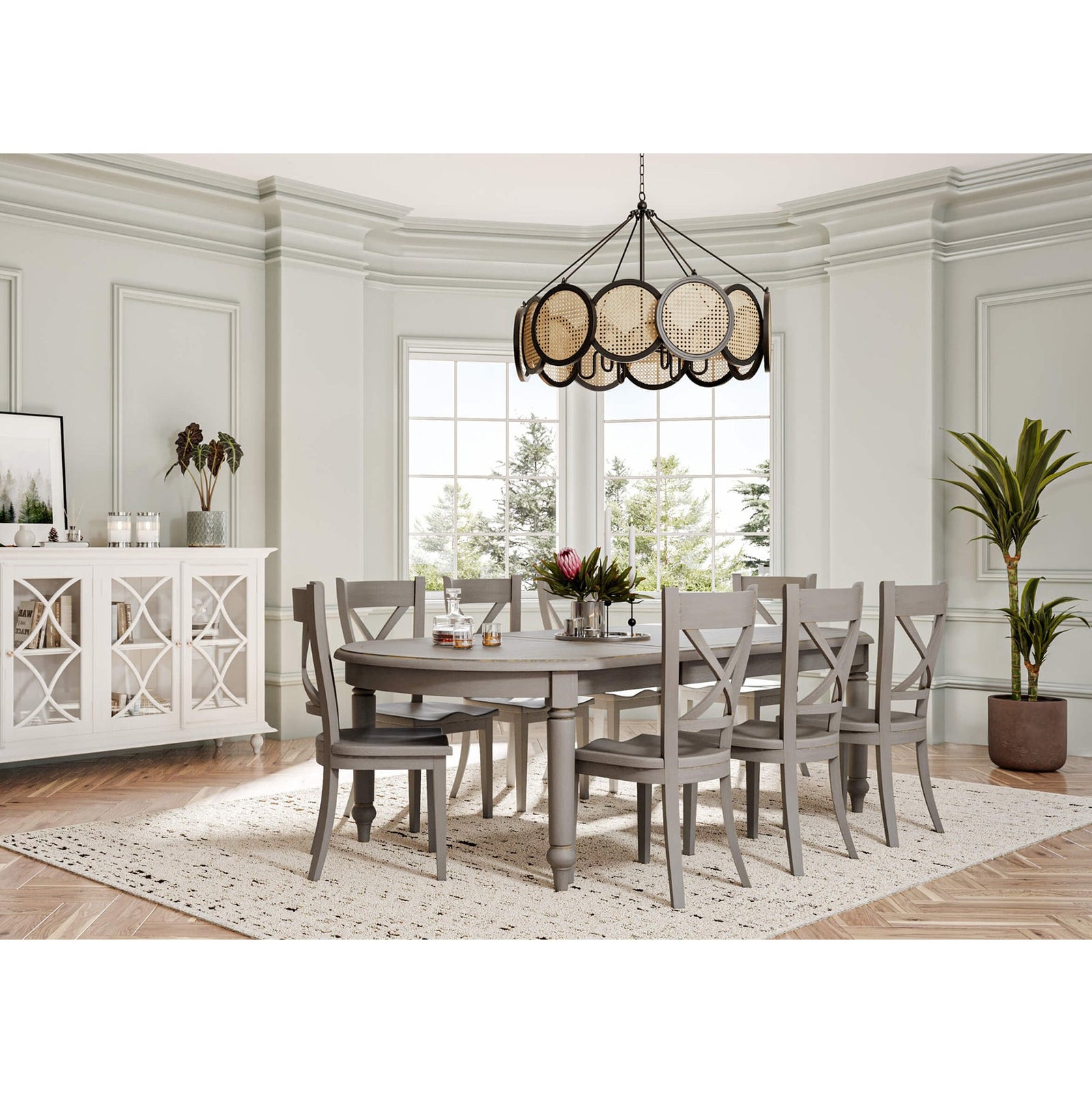 French Provincial Extendable Oval Dining Table - Charleston Grey - English Georgian America