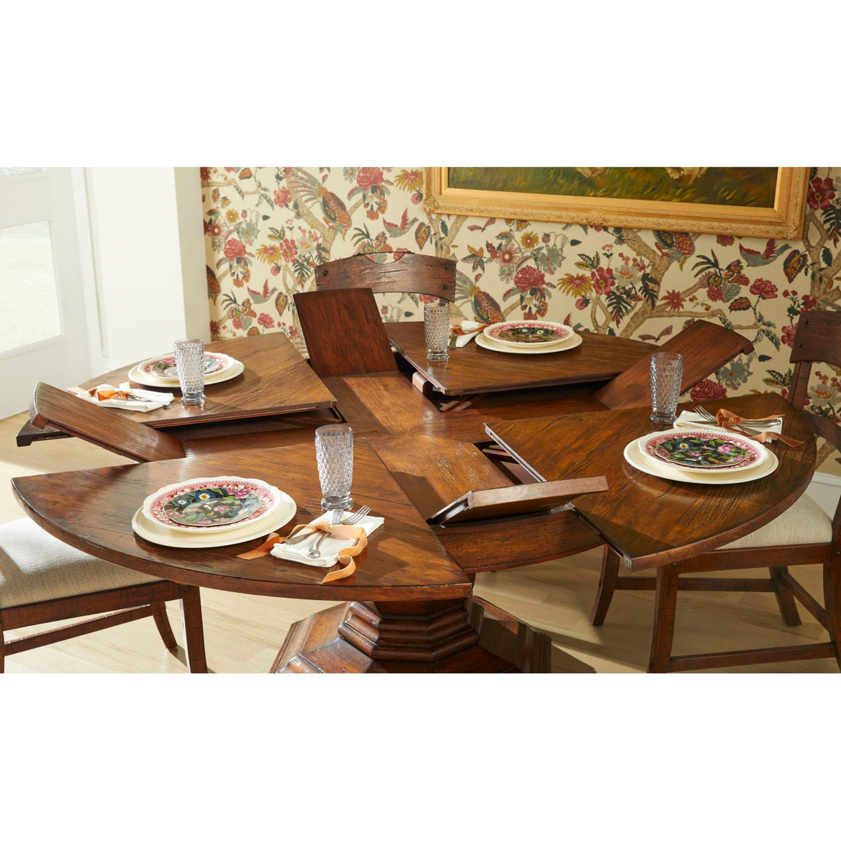 French Provincial Extension Round Dining Table - English Georgian America