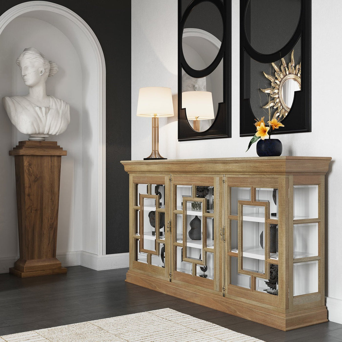 French Provincial Fruitwood Credenza - English Georgian America