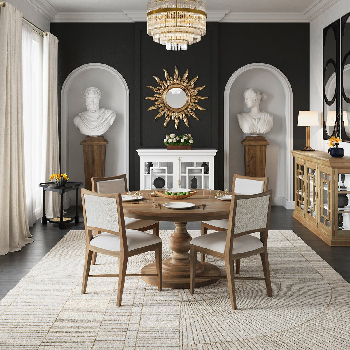 French Provincial Fruitwood Credenza - English Georgian America