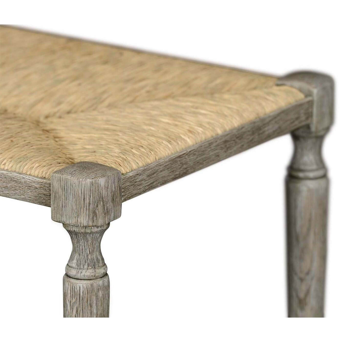 French Provincial Grayed Oak Bench - English Georgian America