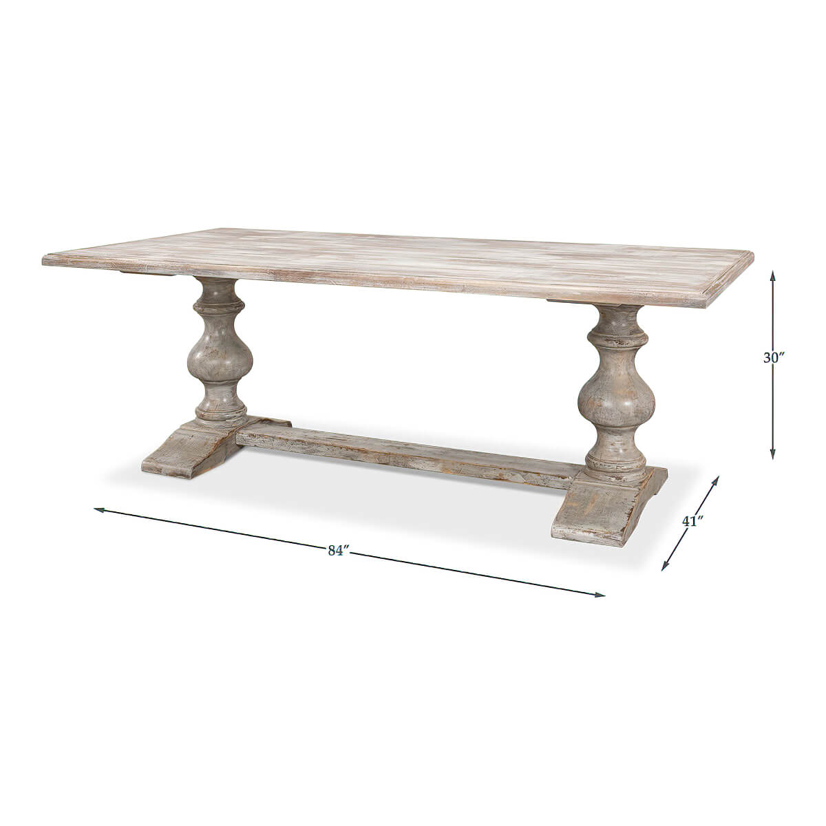 French Provincial Grey Refectory Table - English Georgian America