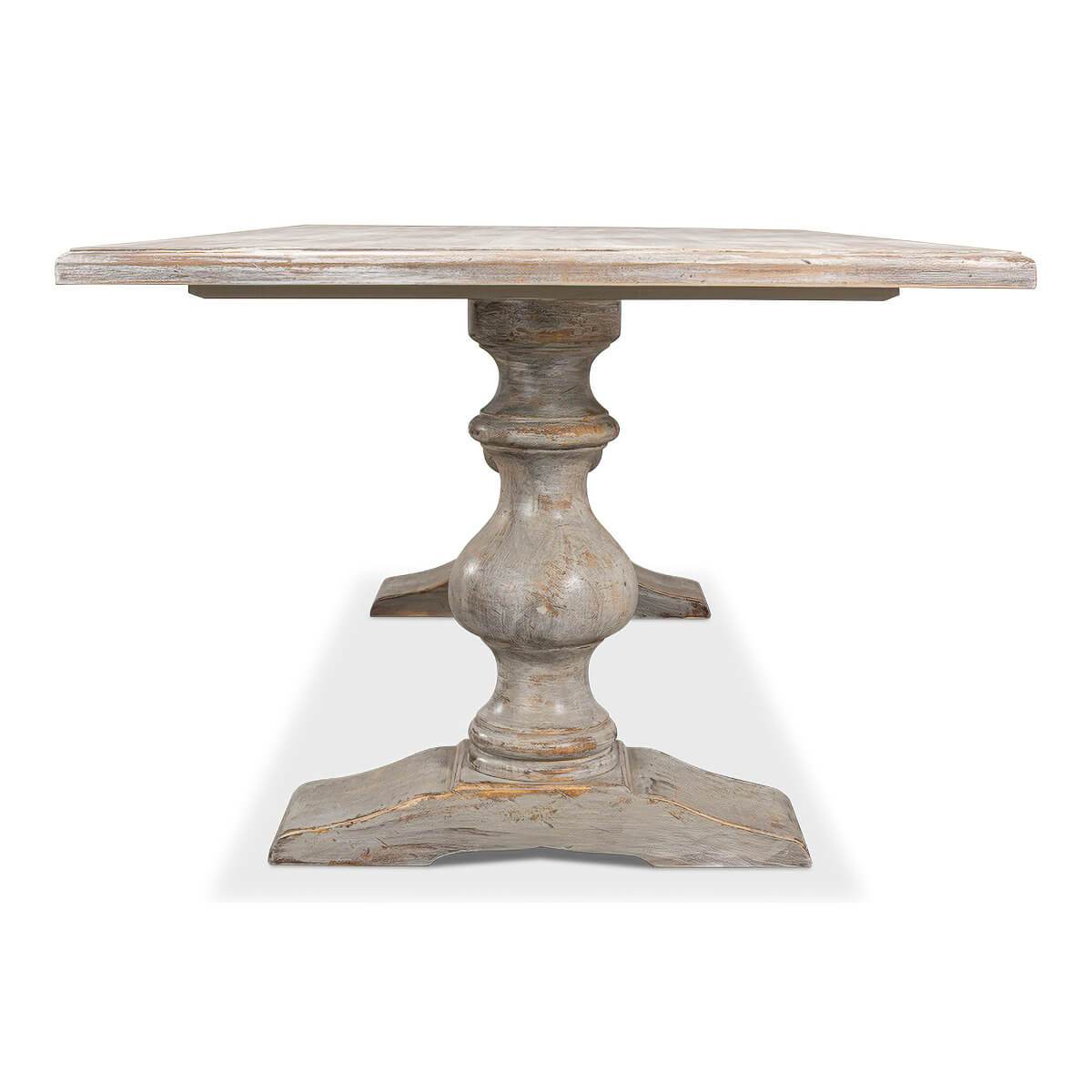 French Provincial Grey Refectory Table - English Georgian America