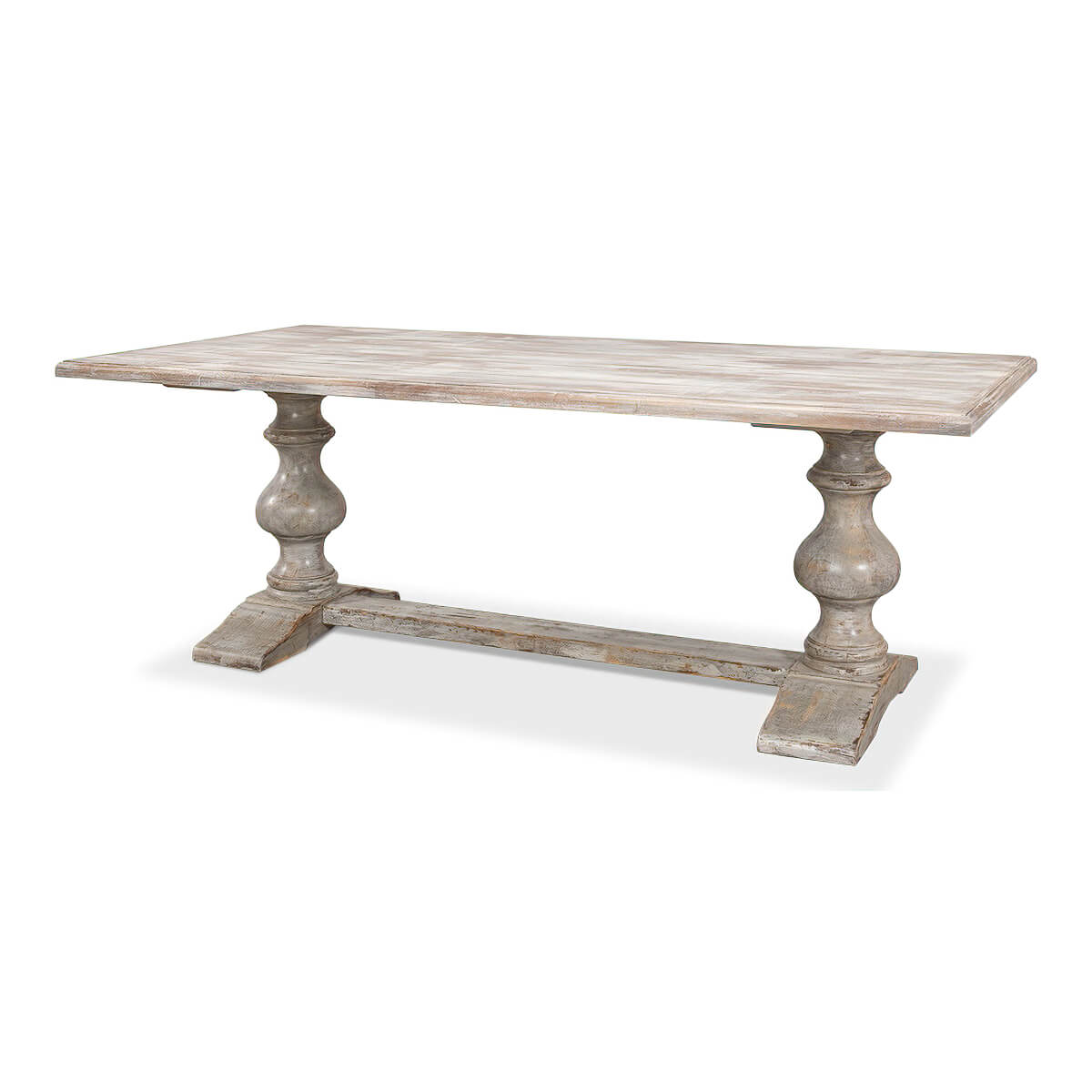 French Provincial Grey Refectory Table - English Georgian America