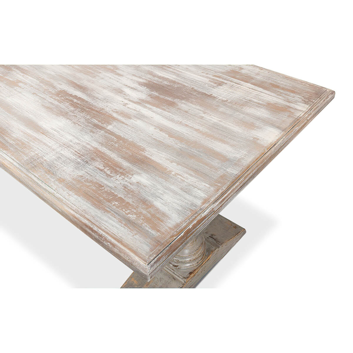 French Provincial Grey Refectory Table - English Georgian America