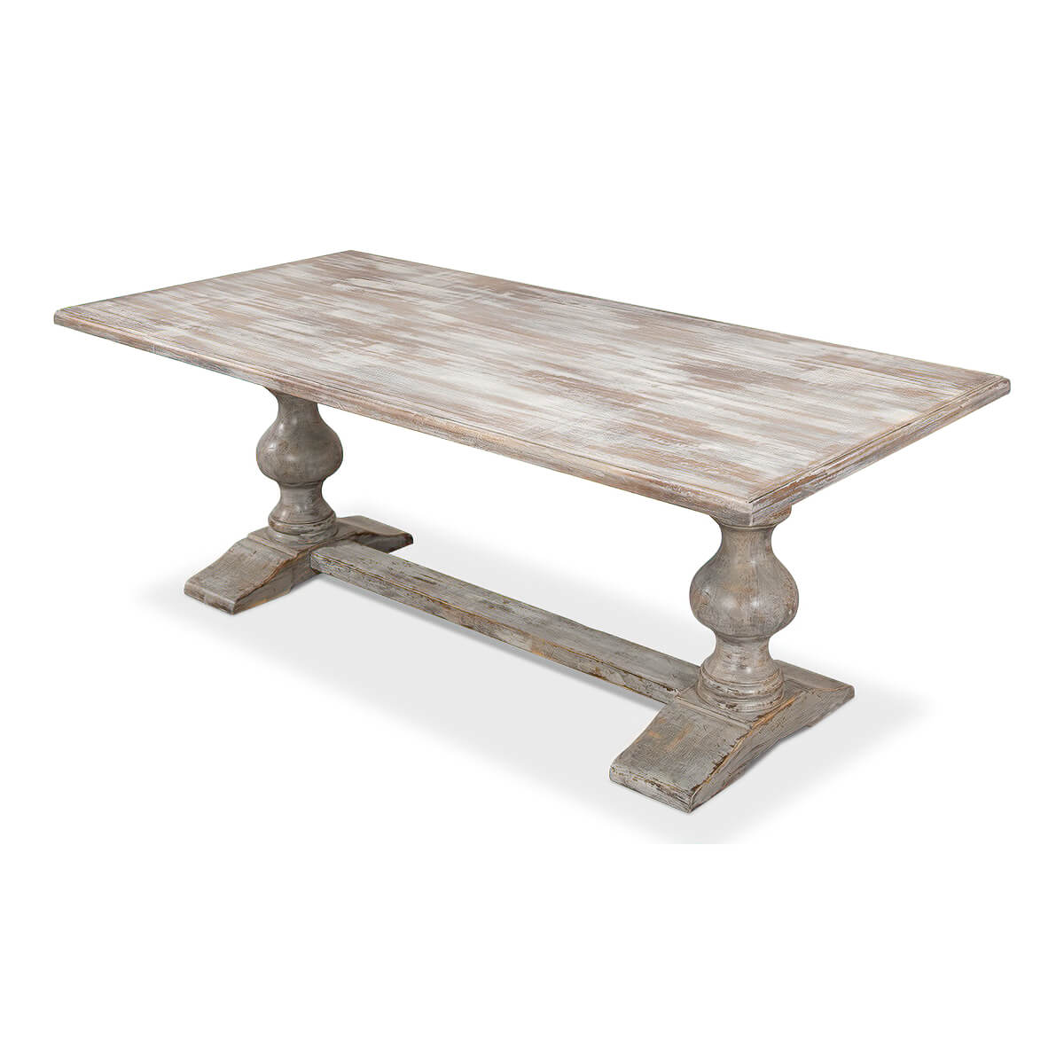 French Provincial Grey Refectory Table - English Georgian America