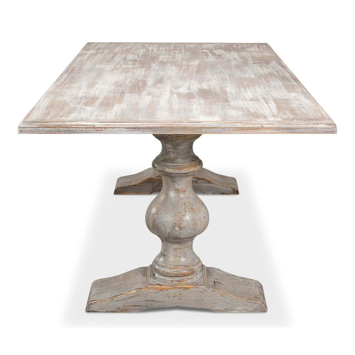 French Provincial Grey Refectory Table - English Georgian America