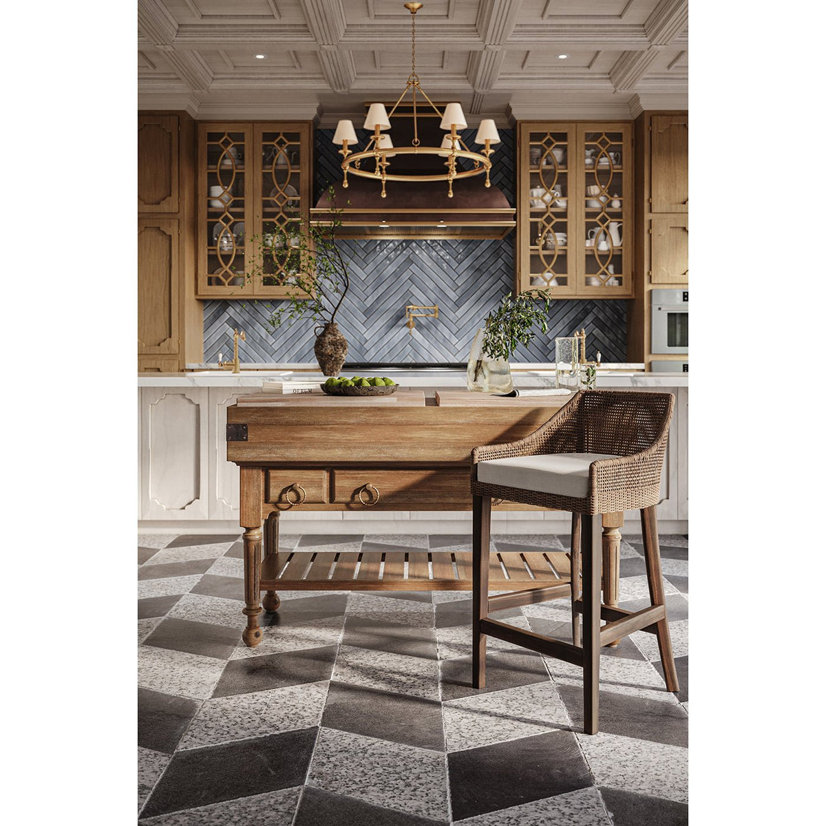 French Provincial Large Kitchen Island - English Georgian America