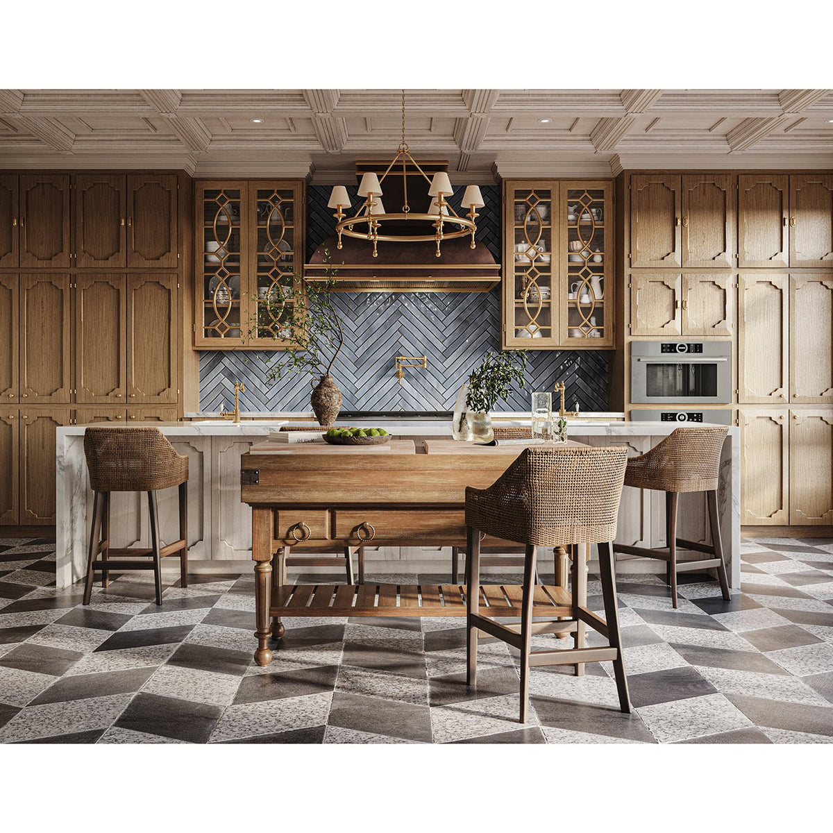 French Provincial Large Kitchen Island - English Georgian America