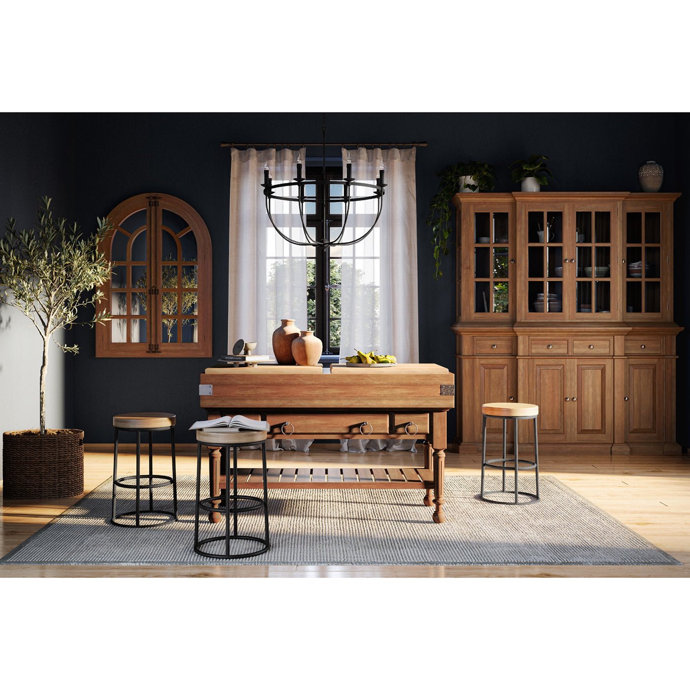 French Provincial Large Kitchen Island - English Georgian America