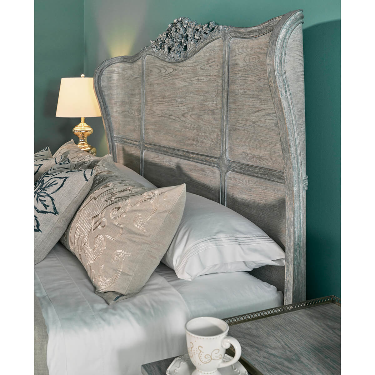 French Provincial Painted King Size Bed - English Georgian America