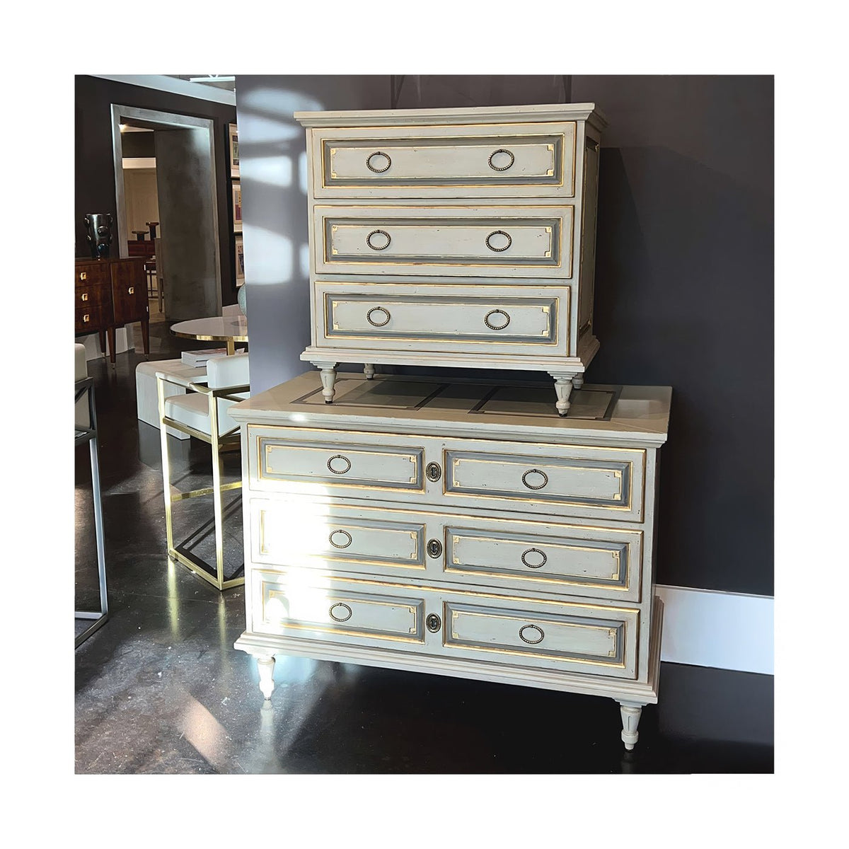 French Provincial Painted Nightstand - English Georgian America