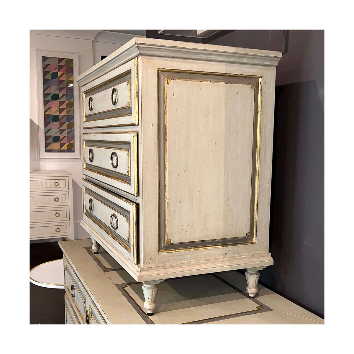 French Provincial Painted Nightstand - English Georgian America