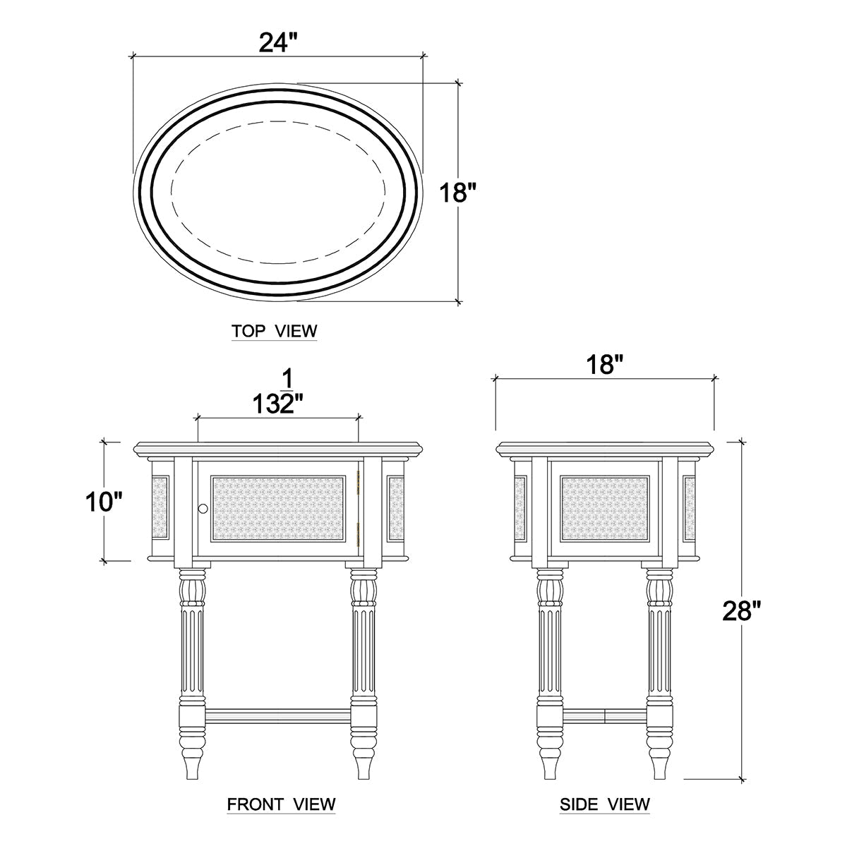 French Provincial Painted Oval End Table - English Georgian America