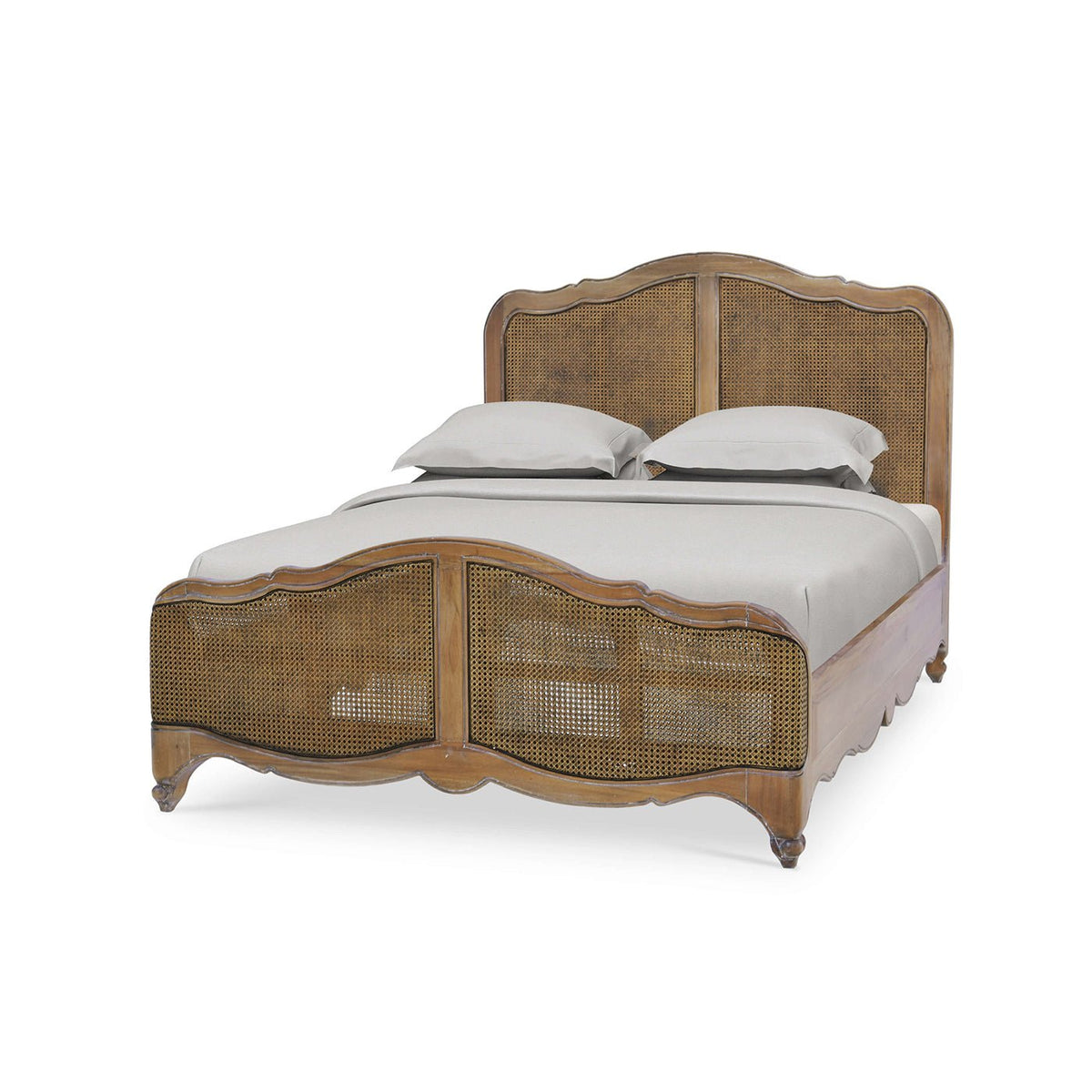 French Provincial Queen Bed - Straw Wash Finish - English Georgian America