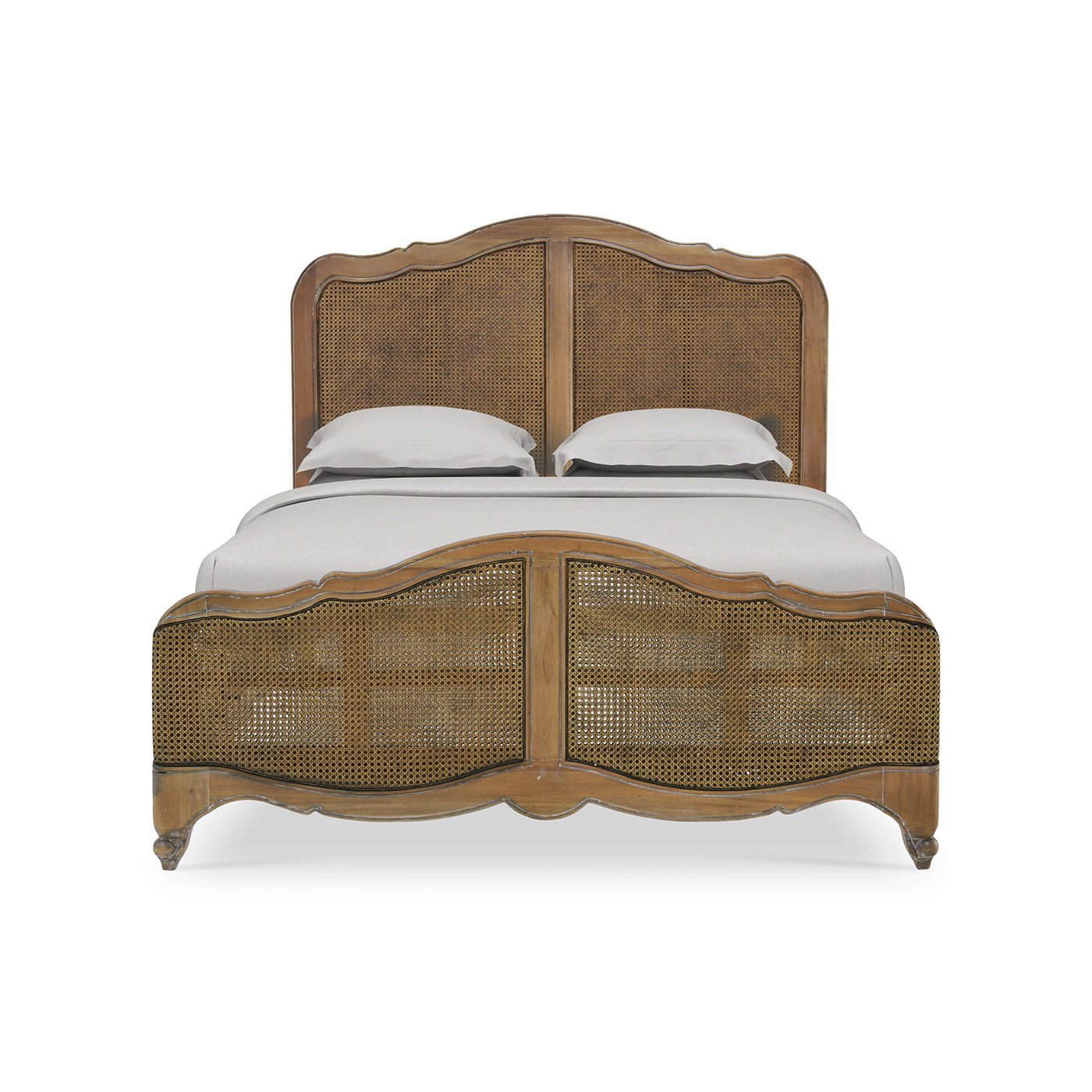 French Provincial Queen Bed - Straw Wash Finish - English Georgian America