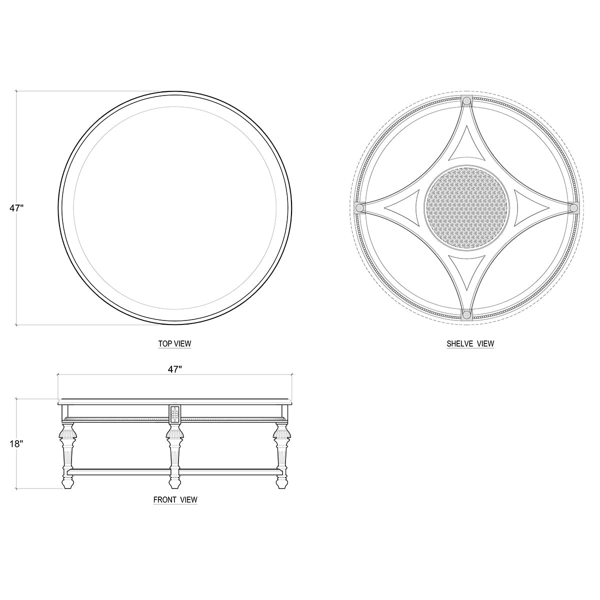 French Provincial Round Coffee Table - Gray - English Georgian America