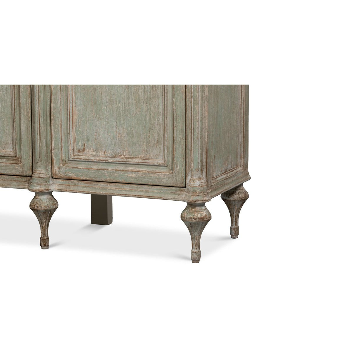 French Provincial Sage Painted Buffet Sideboard - English Georgian America