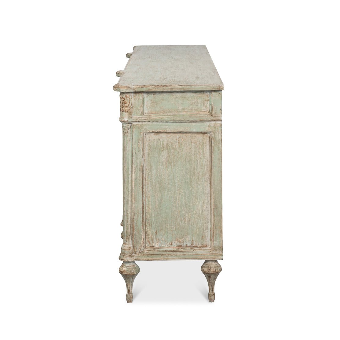 French Provincial Sage Painted Buffet Sideboard - English Georgian America