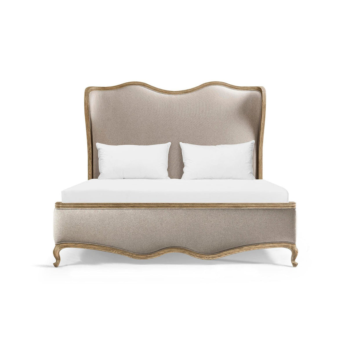 French Provincial Upholstered Oak Bed - Queen - English Georgian America