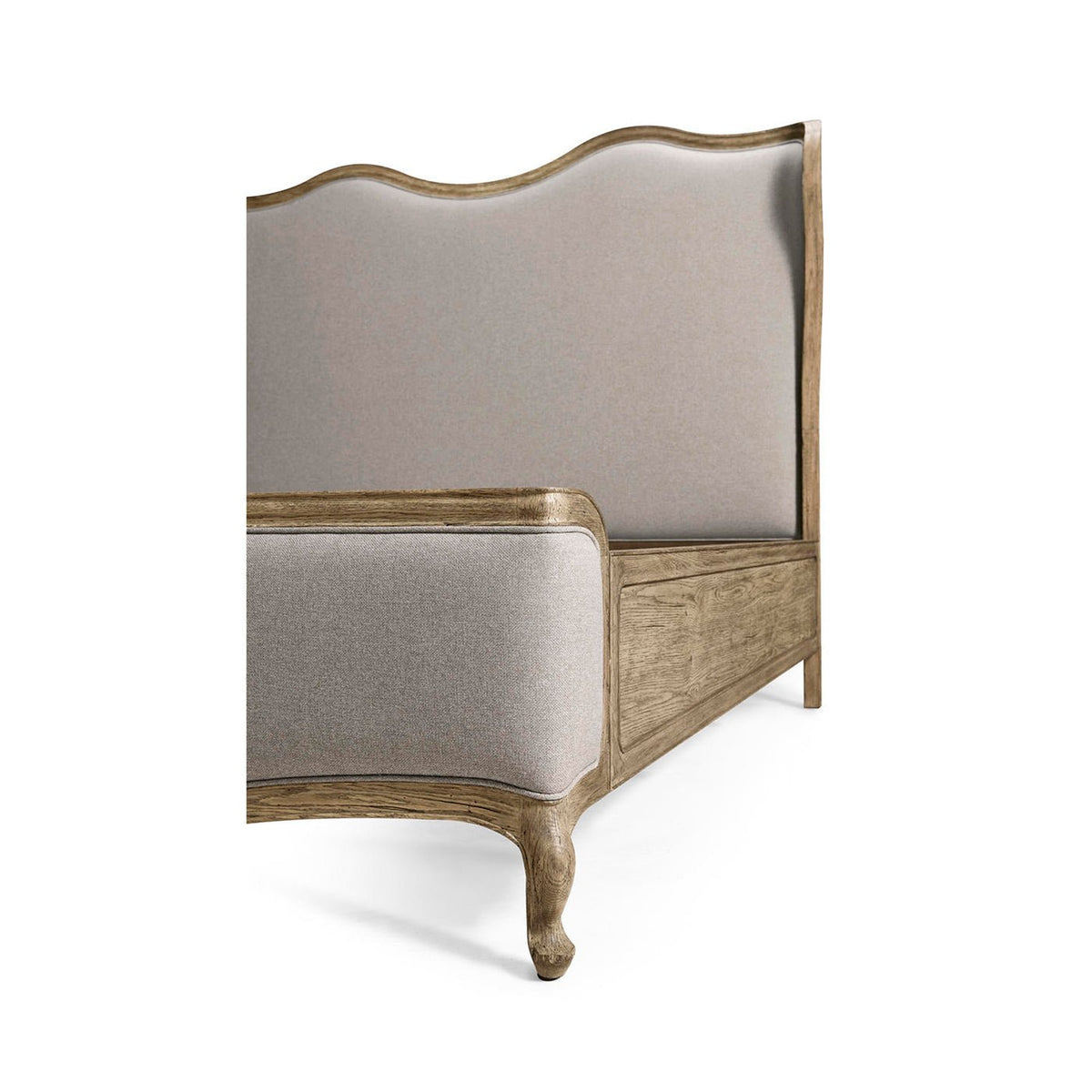 French Provincial Upholstered Oak Bed - Queen - English Georgian America