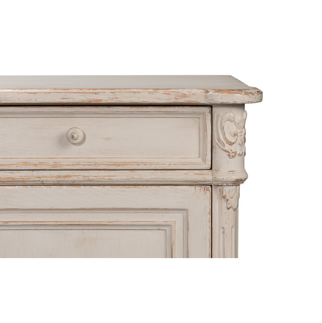 French Provincial White Painted Buffet Sideboard - English Georgian America