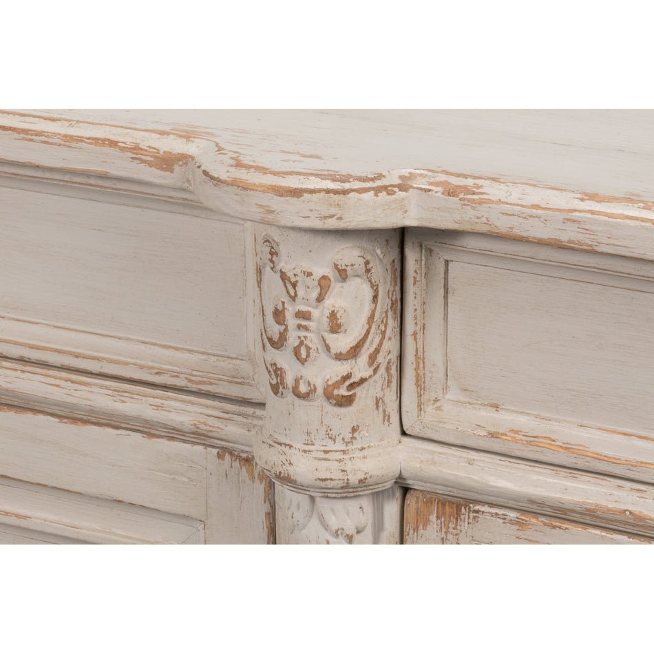 French Provincial White Painted Buffet Sideboard - English Georgian America